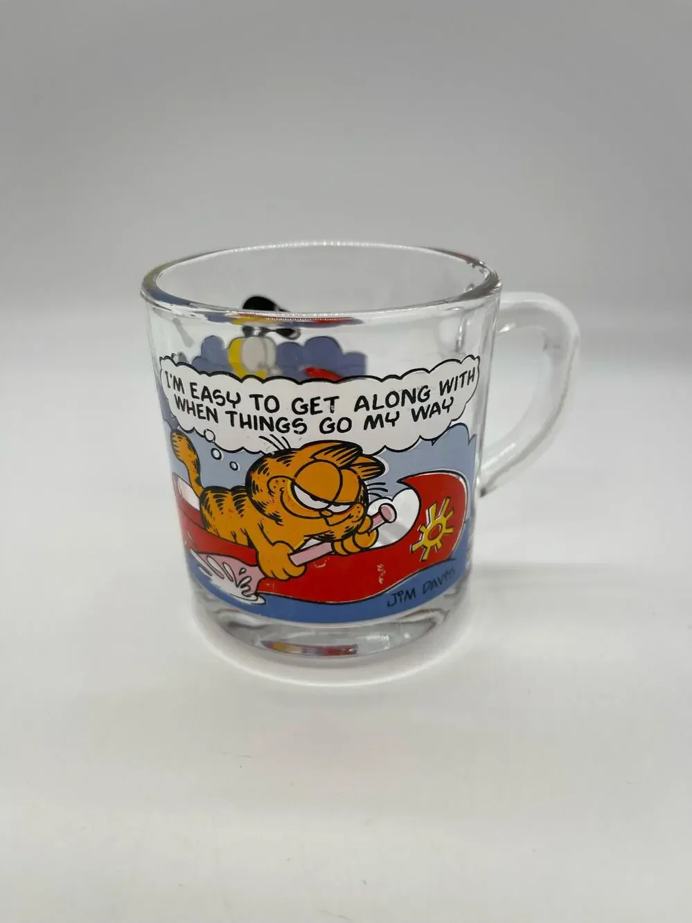 Vintage 1978 McDonalds Glass Cup Garfield & Odie Jim Davis *Light Wear*